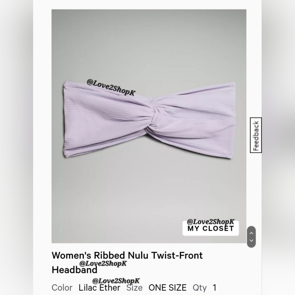 NWT Lululemon Nulu Ribbed Twist Front Headband Lilac Ether 💜